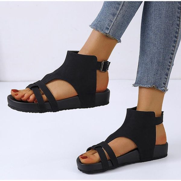 2020 new sandals women flat summer gladiator platform ladies pu ankle buckle strap woman rome shoes summer beach casual female, Black 
2020 new sandals women flat summer gladiator platform ladies pu ankle buckle strap woman rome shoes summer beach casual female, Black