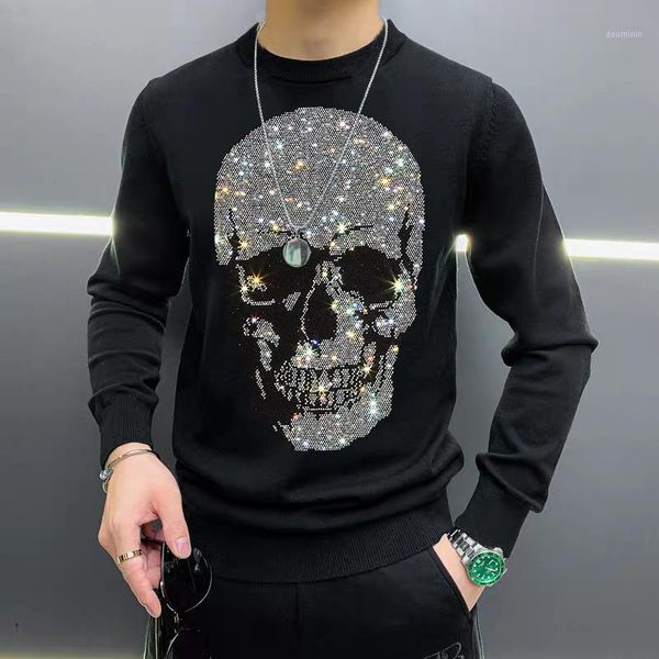 new winter men's round neck sweater warm and comfortable fabric drill skull knitted long-sleeved pullover1, White;black
new winter men's round neck sweater warm and comfortable fabric drill skull knitted long-sleeved pullover1, White;black