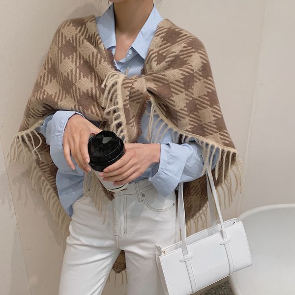 korean version of autumn and winter thousand bird check scarves for versatile triangular shawl women's multi-functional long wool, Blue;gray
korean version of autumn and winter thousand bird check scarves for versatile triangular shawl women's multi-functional long wool, Blue;gray
