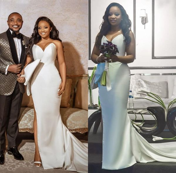 white mermaid wedding dresses 2021 with big bow sweet-heart dubai arabic zipper back bridal wedding gowns court train high split
white mermaid wedding dresses 2021 with big bow sweet-heart dubai arabic zipper back bridal wedding gowns court train high split