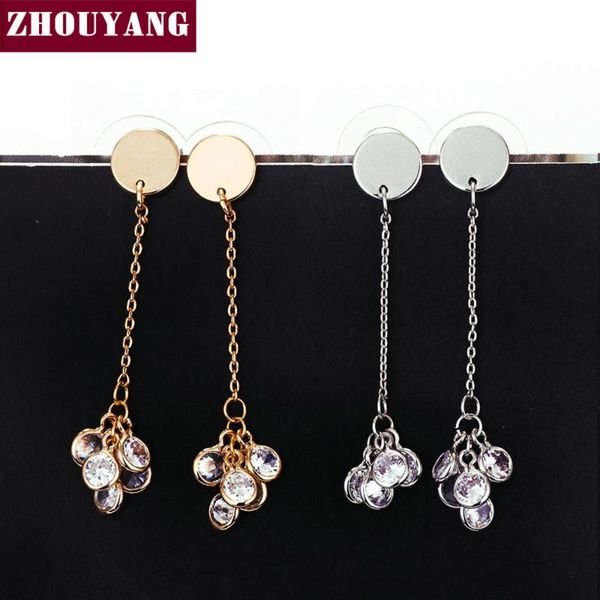 zhouyang drop earrings for women boho long crytal tassel rose gold color party fashion jewelry office lady brithday gift e061, Silver
zhouyang drop earrings for women boho long crytal tassel rose gold color party fashion jewelry office lady brithday gift e061, Silver
