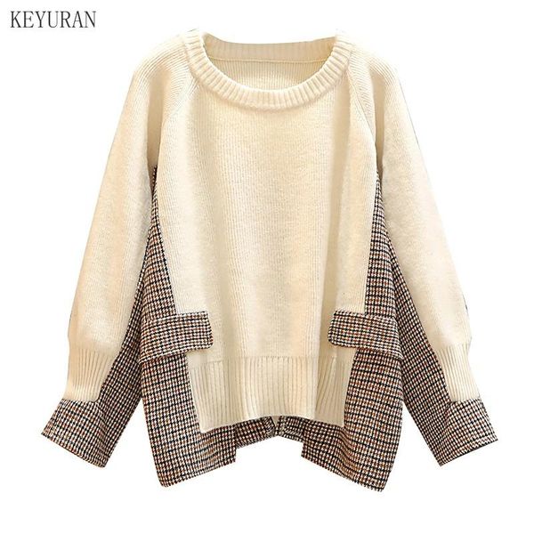 women's sweaters women sweater lattice patchwork fake two pieces knit pullovers loose color matching asymmetry oversized, White;black
women's sweaters women sweater lattice patchwork fake two pieces knit pullovers loose color matching asymmetry oversized, White;black