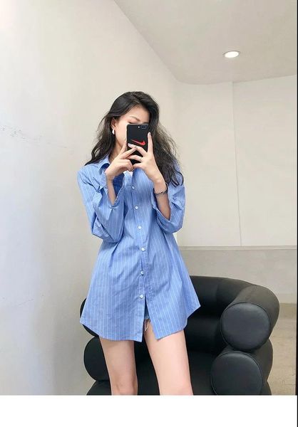 women's blouses & shirts autumn blue striped women oversize single breasted long sleeve blouse office lady fashion, White
women's blouses & shirts autumn blue striped women oversize single breasted long sleeve blouse office lady fashion, White