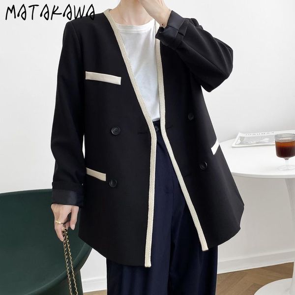 matakawa single breasted suit blazer 2021 autumn new korean version loose contrast coat blazers for women, White;black
matakawa single breasted suit blazer 2021 autumn new korean version loose contrast coat blazers for women, White;black