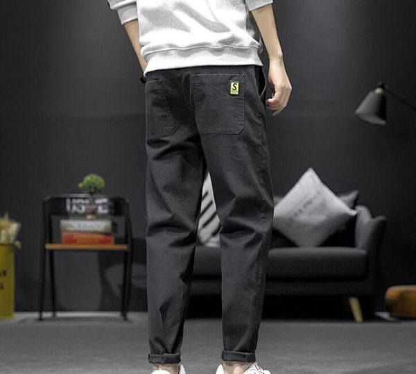 men's pants spring jeans light color all-match student casual denim elastic waist, Black
men's pants spring jeans light color all-match student casual denim elastic waist, Black