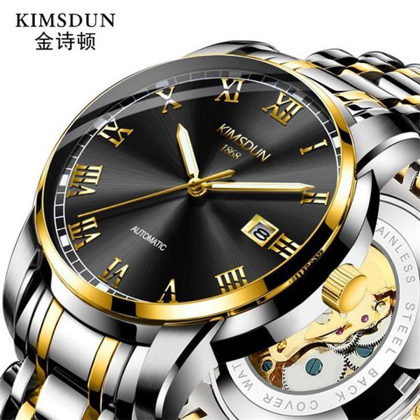 waterproof kimsdun luxury casual business cool men's stainless steel gold strap date display automatic mechanical watch relogio, Slivery;brown
waterproof kimsdun luxury casual business cool men's stainless steel gold strap date display automatic mechanical watch relogio, Slivery;brown