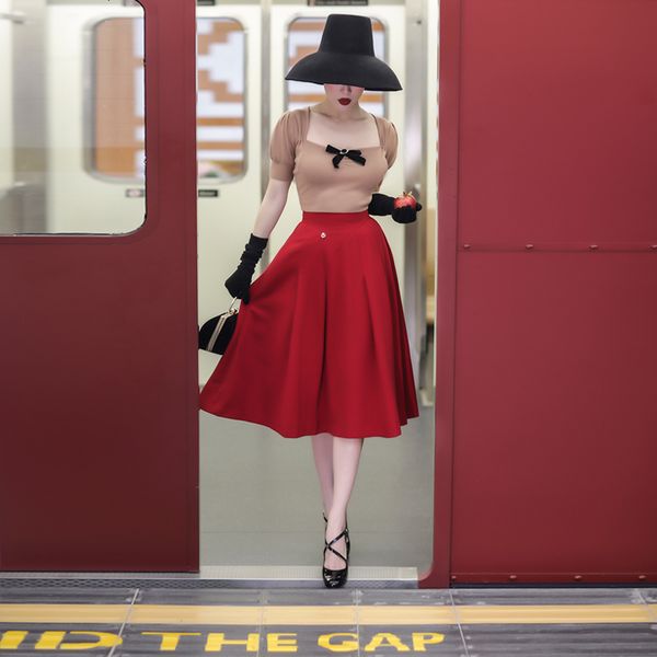 2021 new le palais original winter vintage high-waist red umbrella belt skirt on the knee women's cotton skirts m84j, Black
2021 new le palais original winter vintage high-waist red umbrella belt skirt on the knee women's cotton skirts m84j, Black