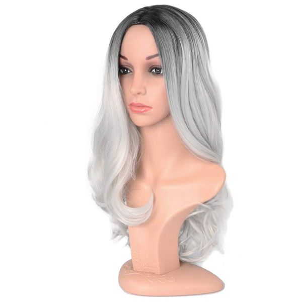 fashion long gray wig synthetic wigs middle part womens wig for women heat resistant hair daily, Black
fashion long gray wig synthetic wigs middle part womens wig for women heat resistant hair daily, Black
