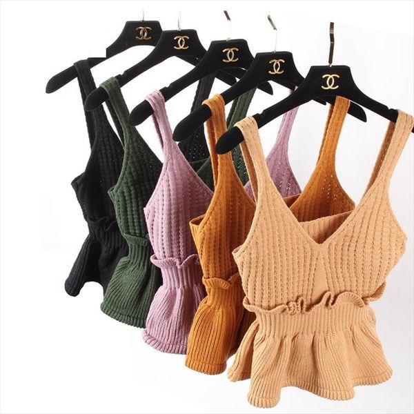 2020 spring female knit solid color sweaters vest harness ruffles short style sweater summer sleeveless women slim blouse, White
2020 spring female knit solid color sweaters vest harness ruffles short style sweater summer sleeveless women slim blouse, White
