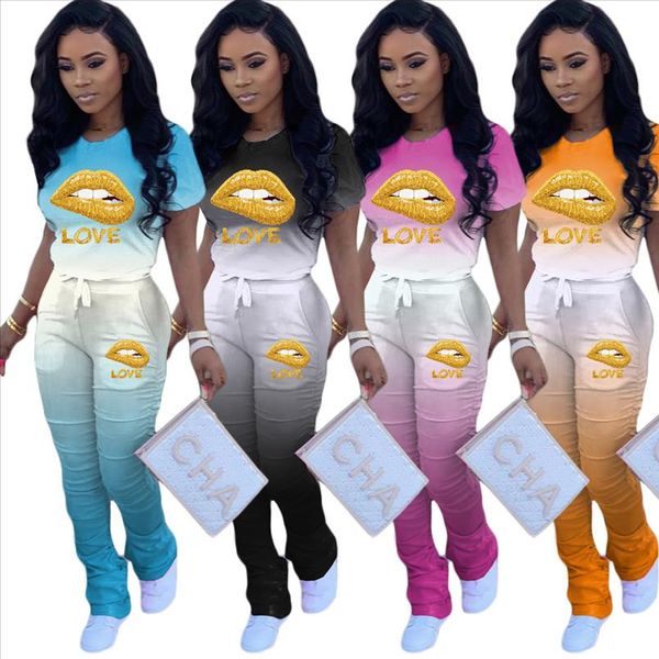 women sport two piece set love lip gradient t shirt stacked bell bottom flare jogger suit tracksuit matching set, Gray
women sport two piece set love lip gradient t shirt stacked bell bottom flare jogger suit tracksuit matching set, Gray