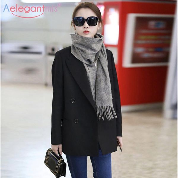 women's suits & blazers aelegantmis chic double breasted women blazer jacket casual solid notched outerwear elegant ladies coat spring, White;black
women's suits & blazers aelegantmis chic double breasted women blazer jacket casual solid notched outerwear elegant ladies coat spring, White;black