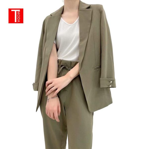 women's two piece pants polyester simple none button cardigan blazer coat business casual high waist slim belt suits 2 set women 2021 a, White
women's two piece pants polyester simple none button cardigan blazer coat business casual high waist slim belt suits 2 set women 2021 a, White