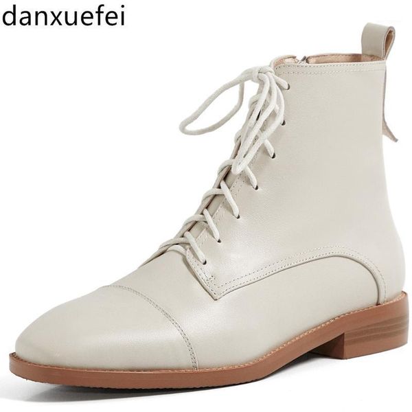 women's genuine leather lace-up flats boots square toe autumn comfortable short booties classic motorcycle boots shoes 401, Black
women's genuine leather lace-up flats boots square toe autumn comfortable short booties classic motorcycle boots shoes 401, Black