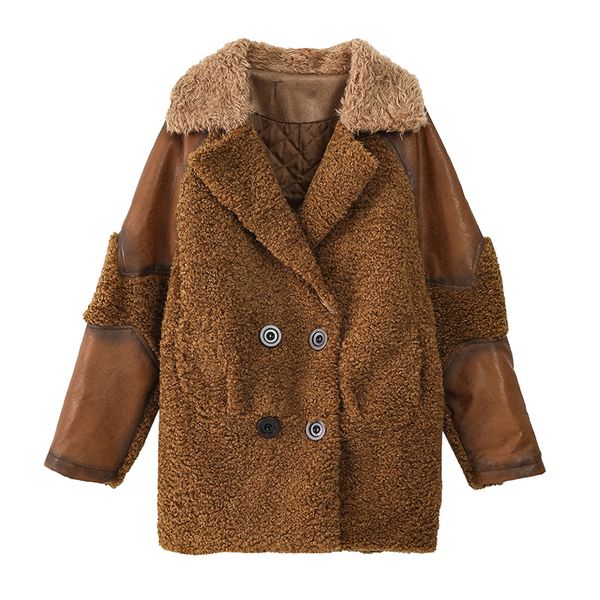 2021 new women's winter lamb wool coat coffee colour double breasted grain velvet lapel retro cotton woman's jacket v1 goji, Black
2021 new women's winter lamb wool coat coffee colour double breasted grain velvet lapel retro cotton woman's jacket v1 goji, Black
