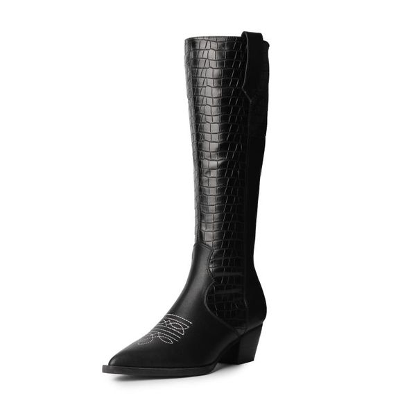 lmyom brand women's shoes genuine leather shoes for women color matching zipper boots high-heeled pointy vintage thigh-high boot, Black
lmyom brand women's shoes genuine leather shoes for women color matching zipper boots high-heeled pointy vintage thigh-high boot, Black