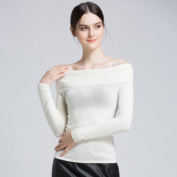 women sweater knit white sweater master design jacket one-neck slim thickening long-sleeved pullover pullover for women, White;black
women sweater knit white sweater master design jacket one-neck slim thickening long-sleeved pullover pullover for women, White;black
