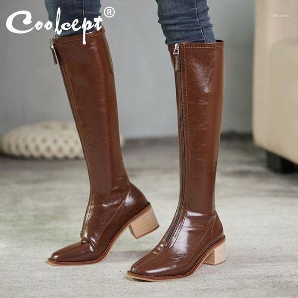 boots coolcept women knee high thick heel zipper winter long fashion cool shoes footwear size 33-401, Black
boots coolcept women knee high thick heel zipper winter long fashion cool shoes footwear size 33-401, Black