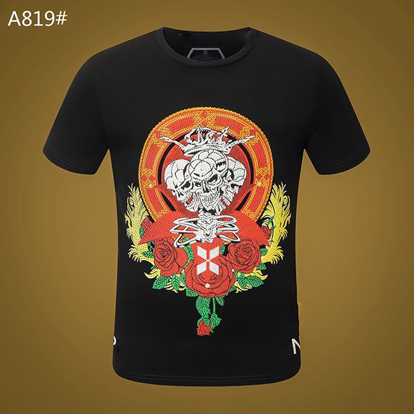 round t-shirt cotton crystal print skull men's sequins fashionable neck t-shirt men's slim slip short-sleeved tskew
round t-shirt cotton crystal print skull men's sequins fashionable neck t-shirt men's slim slip short-sleeved tskew