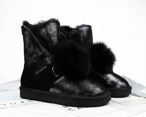 boots fashion genuine sheepskin leather woman snow 100% natural fur warm wool women's winter, Black
boots fashion genuine sheepskin leather woman snow 100% natural fur warm wool women's winter, Black
