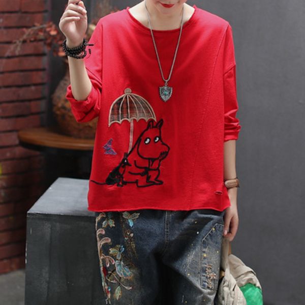 new pasted crew neck t-shirt cartoon embroideryembroidery embroidery print casual loose size long sleeve women's fat j9e3s, White
new pasted crew neck t-shirt cartoon embroideryembroidery embroidery print casual loose size long sleeve women's fat j9e3s, White