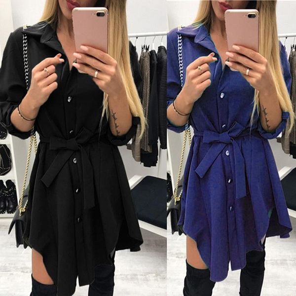 irregular hem tie waist shirt dresses autumn spring mini dress casual turn down collar short vestidos with belt1, Black;gray
irregular hem tie waist shirt dresses autumn spring mini dress casual turn down collar short vestidos with belt1, Black;gray