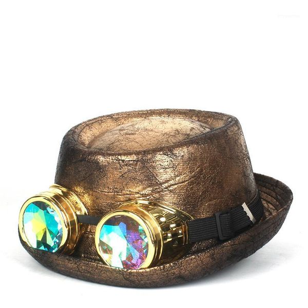 9 stlye leather steampunk hat for men fedora hat pork pie gear glasses flat for gentleman bowler gambler cosplay1, Blue;gray
9 stlye leather steampunk hat for men fedora hat pork pie gear glasses flat for gentleman bowler gambler cosplay1, Blue;gray