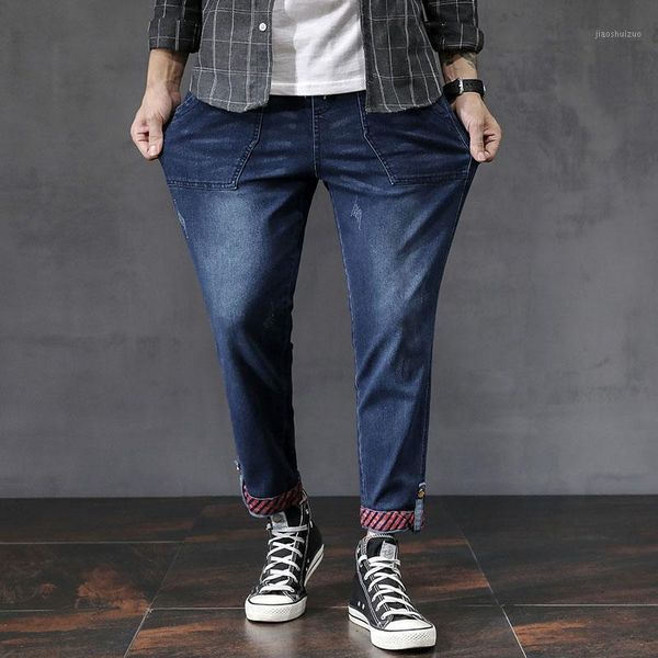 2021 autumn cool men elastic straight jeans preppy style thin leggings length pants male denim loose cropped harem trousers1, Blue
2021 autumn cool men elastic straight jeans preppy style thin leggings length pants male denim loose cropped harem trousers1, Blue