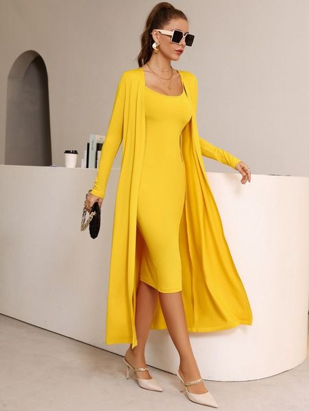 open front coat & dress without belt s3lt#, White