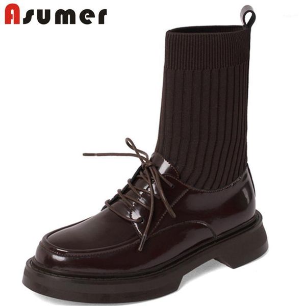 boots asumer 2021 genuine leather +knitting ankle women vintage casual shoes lace up autumn winter flat ladies1, Black
boots asumer 2021 genuine leather +knitting ankle women vintage casual shoes lace up autumn winter flat ladies1, Black