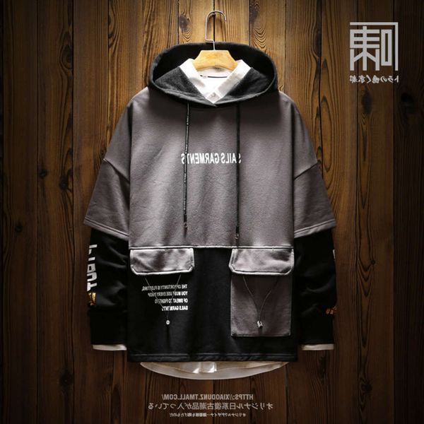 ins brand guochao hip hop fake two pieces of sweater fashion pocket trendy hooded men's coat, Black
ins brand guochao hip hop fake two pieces of sweater fashion pocket trendy hooded men's coat, Black