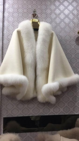 100% wool shawl with natural fox fur collar bottom trimming cape drop shipping wrap furry winter autumn wedding luxurious white 201103, Black
100% wool shawl with natural fox fur collar bottom trimming cape drop shipping wrap furry winter autumn wedding luxurious white 201103, Black