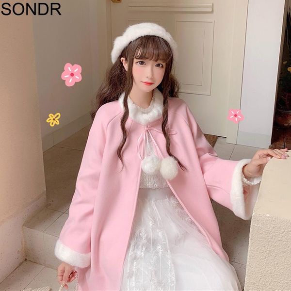 women's fur & faux japanese kawaii pink lolita coat women winter loose cute woolen cloak overcoat long sleeve shawl outwears gir, Black
women's fur & faux japanese kawaii pink lolita coat women winter loose cute woolen cloak overcoat long sleeve shawl outwears gir, Black