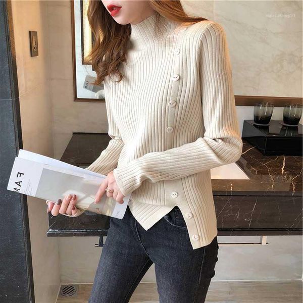 women's sweaters 2021 autumn women's bottoming shirt korean half high neck sweater loose pullover split sweaters1, White;black
women's sweaters 2021 autumn women's bottoming shirt korean half high neck sweater loose pullover split sweaters1, White;black