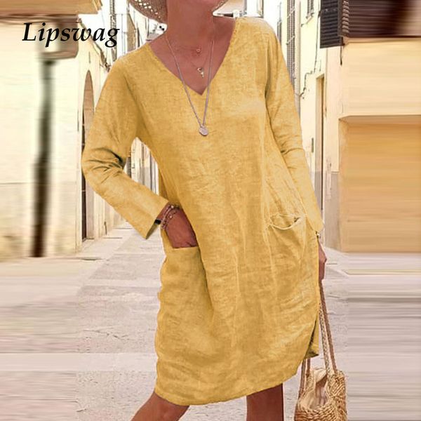 2020 autumn elegant cotton linen solid dress women casual long sleeve pocket v-neck mini dresses plus size office dress vestidos y0118, Black;gray
2020 autumn elegant cotton linen solid dress women casual long sleeve pocket v-neck mini dresses plus size office dress vestidos y0118, Black;gray