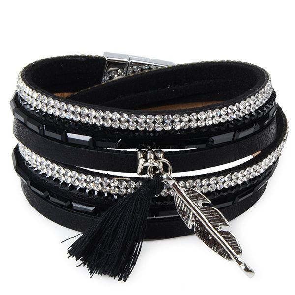 rhinestone feather wide multilayer leather bracelet magnetic tassel bracelet women wrap charm boho bohemian bracelets bangle men, Golden;silver
rhinestone feather wide multilayer leather bracelet magnetic tassel bracelet women wrap charm boho bohemian bracelets bangle men, Golden;silver