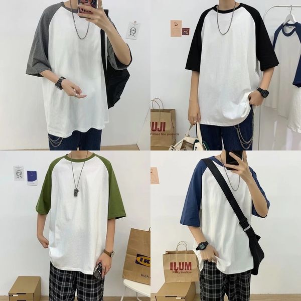 kizcf half men's korean style trendy versatile short matching cotton half sleeve chic t-shirt color sleeve t-shirt mxyg9, Blue 
kizcf half men's korean style trendy versatile short matching cotton half sleeve chic t-shirt color sleeve t-shirt mxyg9, Blue