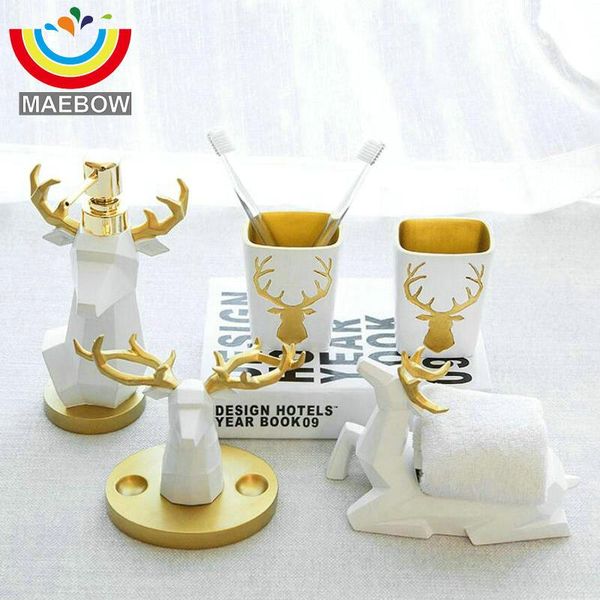 artistic deer resin bathroom accessories set tooth cup soap dispenser toothbrush holder
artistic deer resin bathroom accessories set tooth cup soap dispenser toothbrush holder