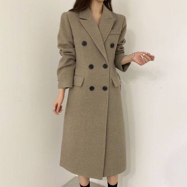 women winter elegant long wool blazer coat jacket double breasted woolen overcoat full sleeve cardigan outerwear pocketsx1016, Black;brown
women winter elegant long wool blazer coat jacket double breasted woolen overcoat full sleeve cardigan outerwear pocketsx1016, Black;brown