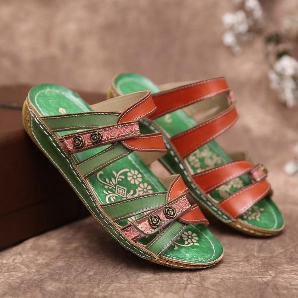 women retro style leather sandal metal rose buckle embossed floral flip flop summer casual outdoor flat sandals 2020 plus size, Black
women retro style leather sandal metal rose buckle embossed floral flip flop summer casual outdoor flat sandals 2020 plus size, Black