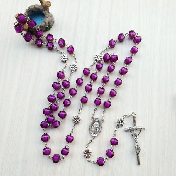 vintage jesus cross rosary necklace purple acrylic long necklace for women religious jewelry, Silver
vintage jesus cross rosary necklace purple acrylic long necklace for women religious jewelry, Silver
