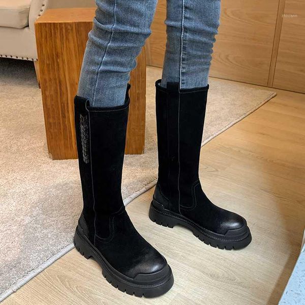 women's natural suede leather platform flats knee high winter snow boots round toe casual long winter black cold shoes1
women's natural suede leather platform flats knee high winter snow boots round toe casual long winter black cold shoes1