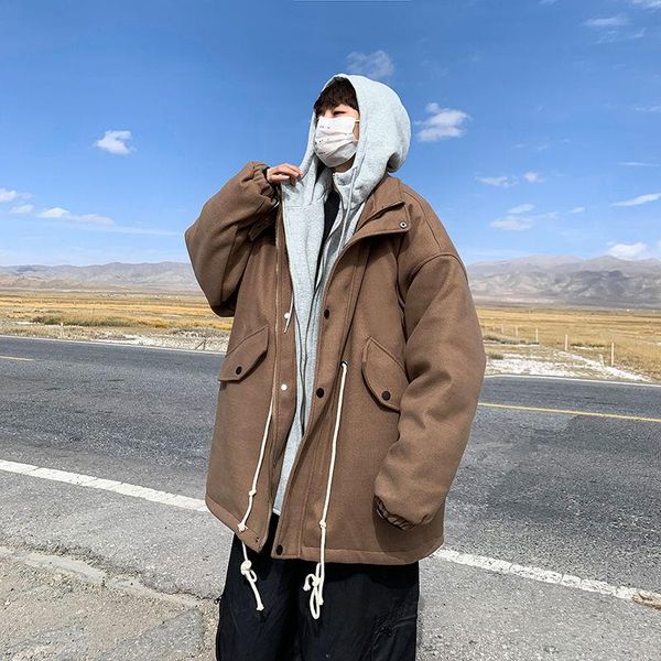 men's wool & blends winter thick woolen coat warm fashion casual fake two-piece hooded men loose korean oversize mens m-2xl, Black
men's wool & blends winter thick woolen coat warm fashion casual fake two-piece hooded men loose korean oversize mens m-2xl, Black