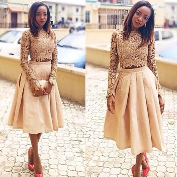 lace long sleeve prom dresses vintage two pieces keen length homecoming party dress african girl graduation gowns customize, Black
lace long sleeve prom dresses vintage two pieces keen length homecoming party dress african girl graduation gowns customize, Black
