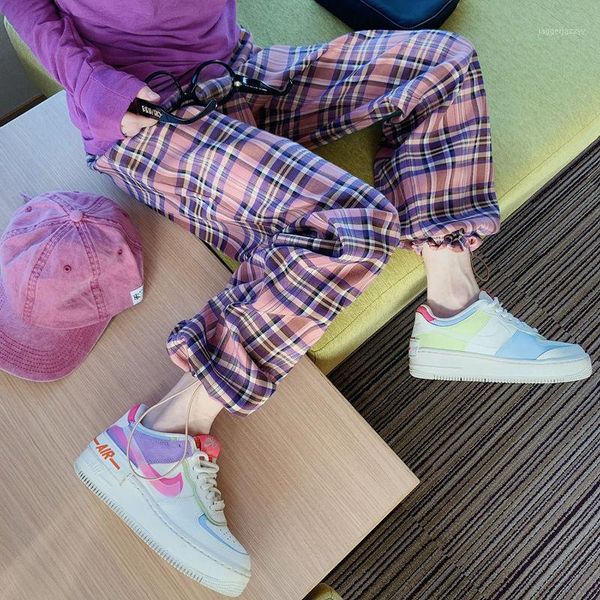 korean women mid waist straight plaid ankle-length pants drawstring loose pockets trousers female fashion summer office pants1, Black;white
korean women mid waist straight plaid ankle-length pants drawstring loose pockets trousers female fashion summer office pants1, Black;white