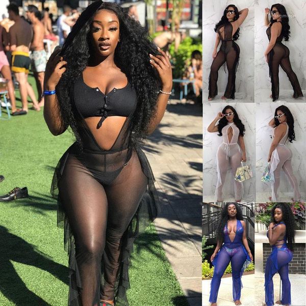 women's swimwear imcute mesh bikini cover up women one piece jumpsuit 2021 bandage solid beach outwear suit summer ruffles bathing suit, White;black
women's swimwear imcute mesh bikini cover up women one piece jumpsuit 2021 bandage solid beach outwear suit summer ruffles bathing suit, White;black