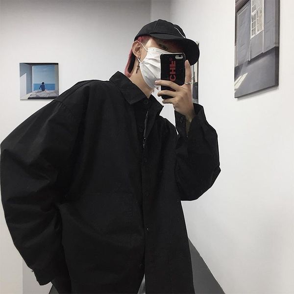 men's casual shirts aetosk korean fashion dark solid loose long sleeve shirt, White;black
men's casual shirts aetosk korean fashion dark solid loose long sleeve shirt, White;black