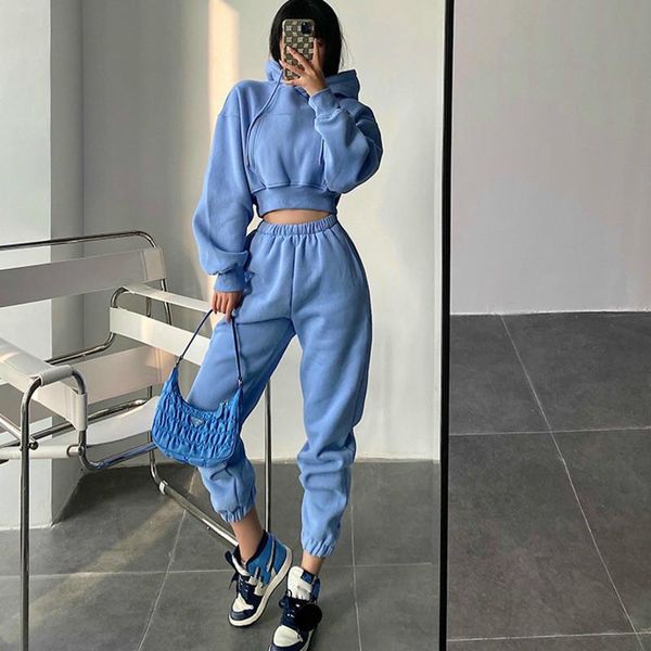 women's tracksuits womens europe cotton hooded short pocket plush thick sweatshirt high waist loose legged pant trousers two pieces set, Gray
women's tracksuits womens europe cotton hooded short pocket plush thick sweatshirt high waist loose legged pant trousers two pieces set, Gray