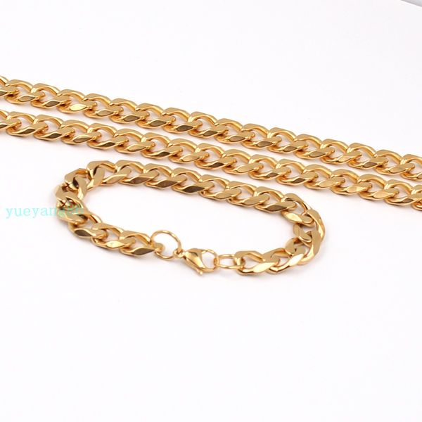13mm wide 24'' necklace + 8.66" bracelet gold plated stainless steel smooth cuban curb link chain necklace men jewelry gift, Silver
13mm wide 24'' necklace + 8.66" bracelet gold plated stainless steel smooth cuban curb link chain necklace men jewelry gift, Silver