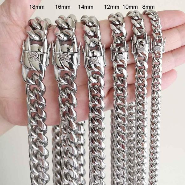8/10/12/14mm 18-24/26inch never fade color high polished 316l stainless steel cuban chain necklace for men women punk jewelry, Silver
8/10/12/14mm 18-24/26inch never fade color high polished 316l stainless steel cuban chain necklace for men women punk jewelry, Silver