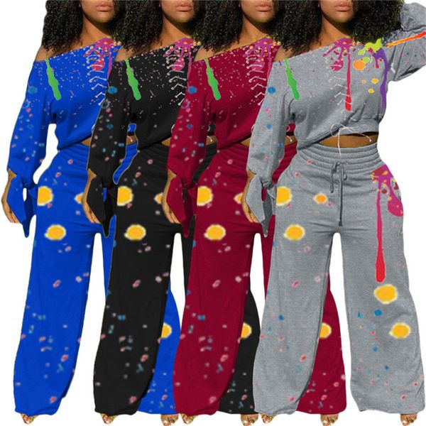 women splash ink tracksuit graffiti streetwear wide legs pant outfit casual long sleeve off shoulder t-shirt trousers clothes d102806, White
women splash ink tracksuit graffiti streetwear wide legs pant outfit casual long sleeve off shoulder t-shirt trousers clothes d102806, White